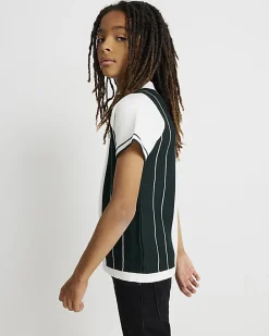 Boys Green Stripe Polo Shirt