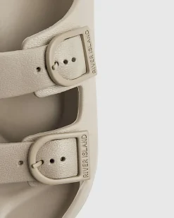 Boys Grey Moulded Double Strap Sliders