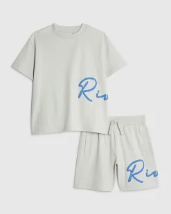 Boys Grey River T-Shirt And Shorts Set