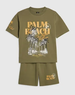 Boys Khaki Palm Beach T-Shirt Set