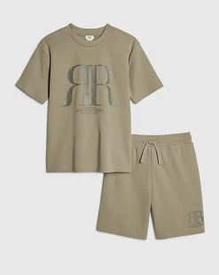 Boys Khaki RR T-Shirt And Shorts Set