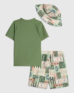 Boys Khaki Tiger Swim Top and Short Set