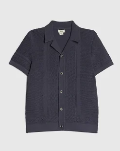 Boys Navy Knitted Shirt