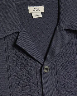 Boys Navy Knitted Shirt