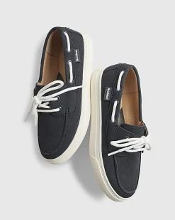Boys Navy Laced Boat Shoes