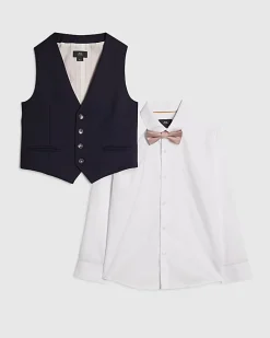 Boys Navy Tailored Waistcoat 3 Piece Set
