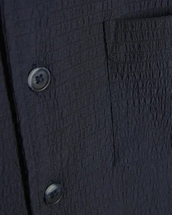 Boys Navy Textured Shirt Set