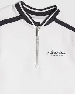 Boys White Baseball Polo Shirt Set