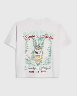 Boys White Boat Graphic T-Shirt