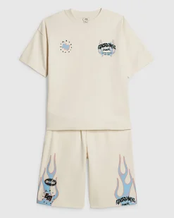 Boys White Oversized Anti Hero T-Shirt Set