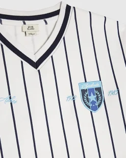 Boys White Oversized Stripe T-Shirt Set