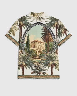 Boys White Palm Print Short Sleeve Shirt