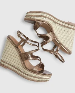 Bronze Caged Wedge Sandals