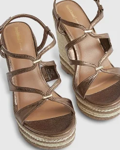 Bronze Caged Wedge Sandals