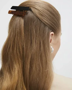 Brown 2 Pack Barrette Hair Clips