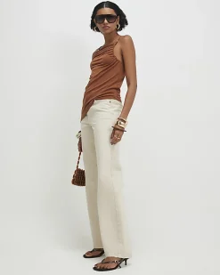 Brown Beaded Strap Cami Top