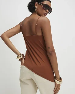 Brown Beaded Strap Cami Top