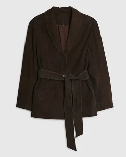 Brown Belted Suede Jacket