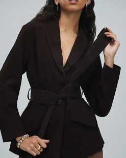 Brown Belted Suede Jacket