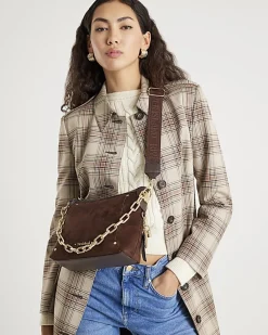 Brown Chain Front Cross Body Bag