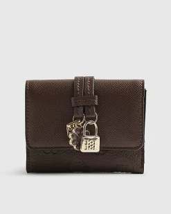 Brown Charm Detail Mini Foldout Purse