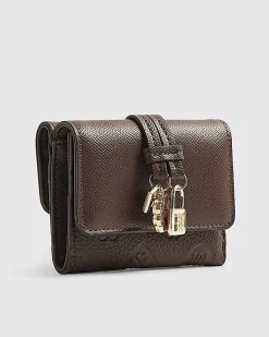 Brown Charm Detail Mini Foldout Purse