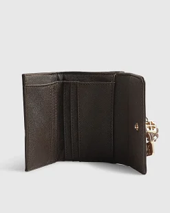 Brown Charm Detail Mini Foldout Purse