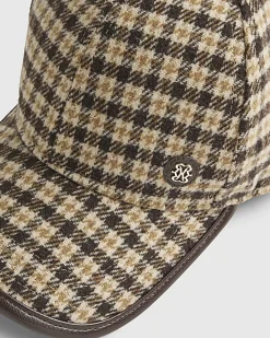 Brown Check Print baseball Cap
