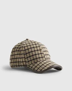 Brown Check Print baseball Cap