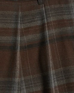 Brown Check Wide Leg Trousers