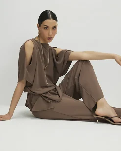 Brown Cold Shoulder Top
