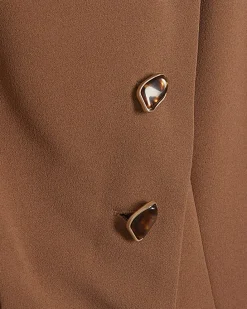 Brown Collarless Asymmetric Jumpsuit
