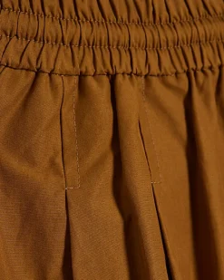 Brown Cotton blend Poplin Barrel Leg Trousers