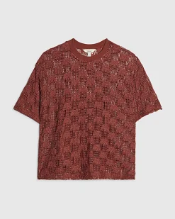 Brown Crochet Lace Top