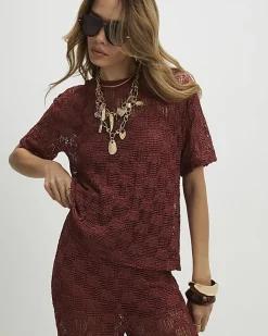Brown Crochet Lace Top