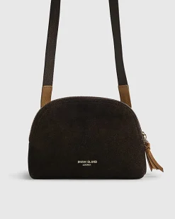 Brown Double Zip Suede Cross Body Bag