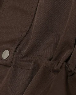 Brown Drop Hem Drawstring Jacket