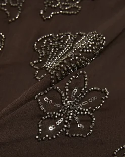Brown Embellished Bandeau Beach Top