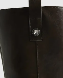 Brown Embellished harness boots
