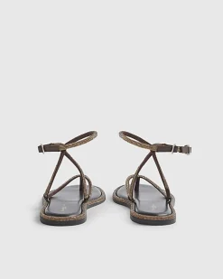 Brown Embellished Twist Mule Sandals