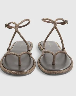 Brown Embellished Twist Mule Sandals