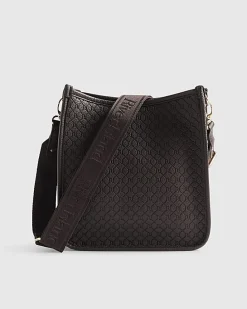 Brown Embossed Pocket Messenger Bag