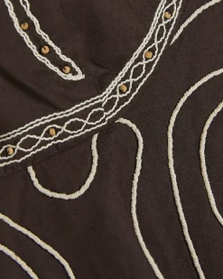 Brown Embroidered Cami Top