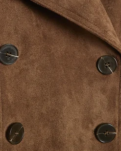 Brown Faux Suede Dropped Bomber Jacket