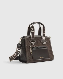 Brown Faux Suede Monogram Tote Bag