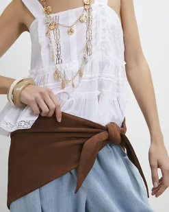 Brown Faux Suede Multi Wear Scarf