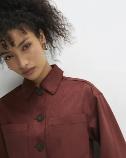 Brown Faux Suede Overshirt