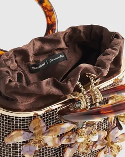 Brown Flower Cage Bag