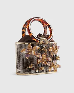 Brown Flower Cage Bag