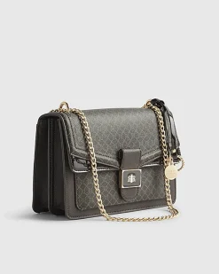 Brown Front Chain Shoulder Bag